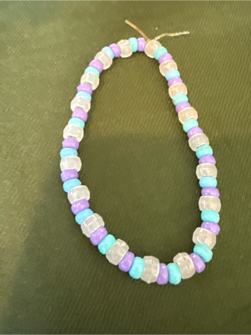 Handmade Pastel Beaded Stretch Bracelet – Purple, Aqua & Clear Seed Beads